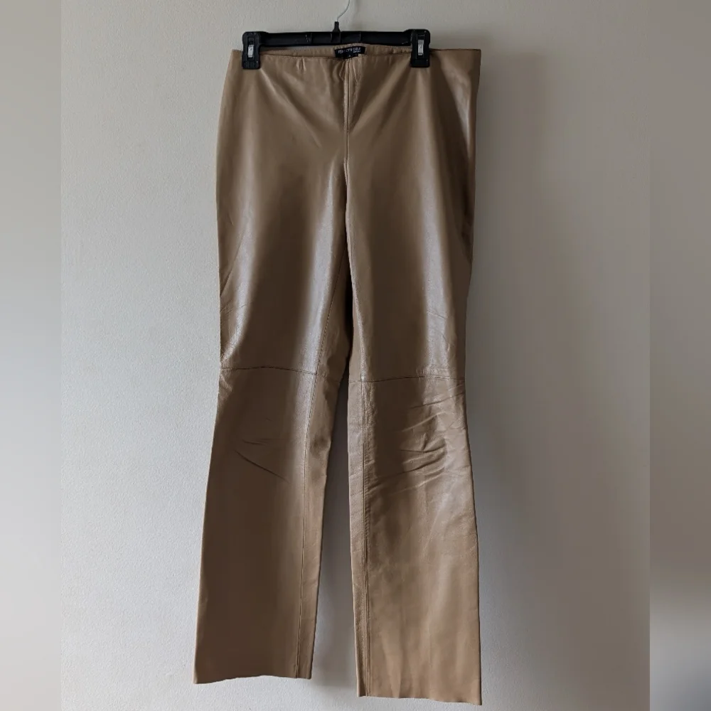 Kenneth Cole Pants Women Size 8 Lambskin Leather Dixon Dune Tan Brown